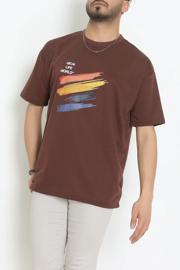 Wortex Oversize Erkek Tişört Kahve - 31693.1878.