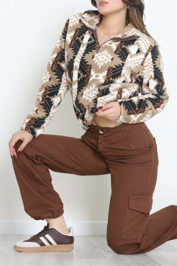 Yarım Fermuarlı Peluş Sweat Vizonetnik - 31713.1247.