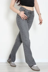 Paça Yırtmaçlı Straight Kot Pantolon Koyugri - 33645.1566.