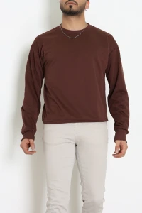 2 İplik Bisiklet Yaka Erkek Sweat Kahve - 42771.1878.