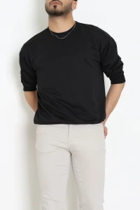 2 İplik Bisiklet Yaka Erkek Sweat Siyah - 42771.1878.