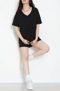 V Yaka Şortlu Takım Siyah - 52212.1567.