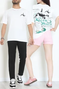 Kompakt Penye Unisex Tişört Siyahekru - 55064.1872.