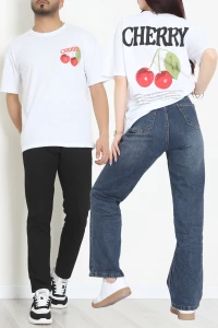 Kompakt Penye Unisex Tişört Kırmızıbeyaz - 55064.1872.