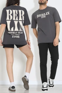 Kompakt Penye Unisex Tişört Antrasitbej - 55064.1872.