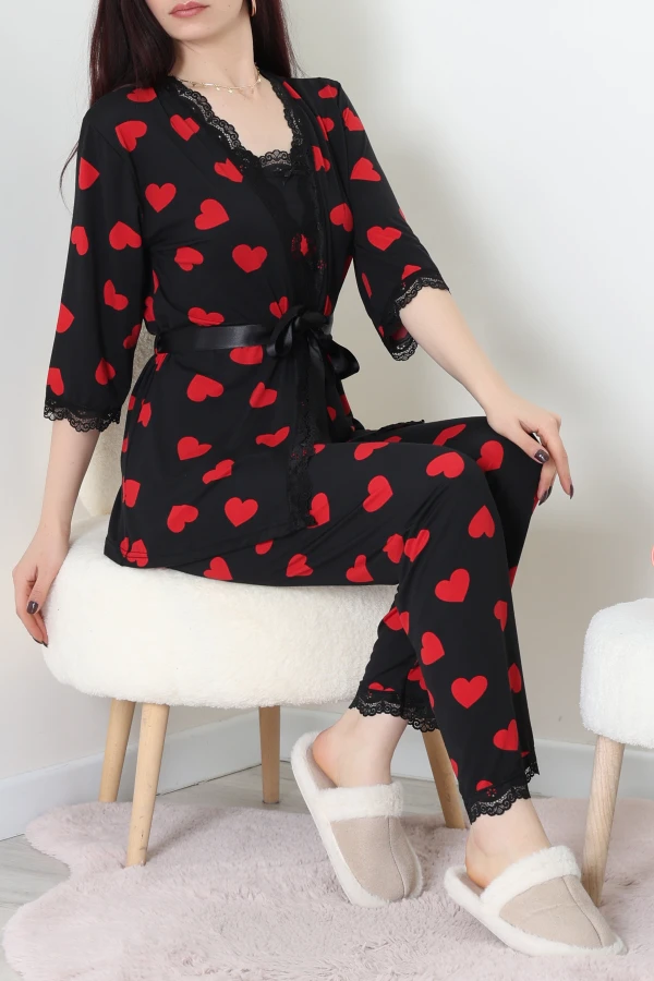 3 Lü Set Pijama Takımı Siyahkalp - 623.1287.