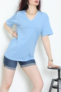 V Yaka Oversize Lüx Penye Tişört Bebemavi - 90900.1878.