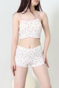 Pegasus İp Askılı Şortlu Pijama Takım Bej - 3430.1783.