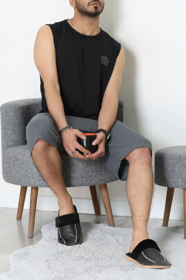 Süprem Nakışlı Erkek Pijama Takımı Siyahanti - 41983.1048.