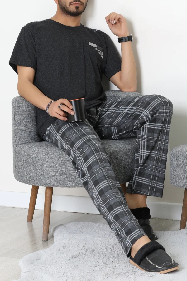 Kısa Kollu Erkek Pijama Takımı Antrasit - 41985.1048.