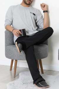 Bisiklet Yaka Erkek Pijama Takımı Grisiyah - 42157.1048.
