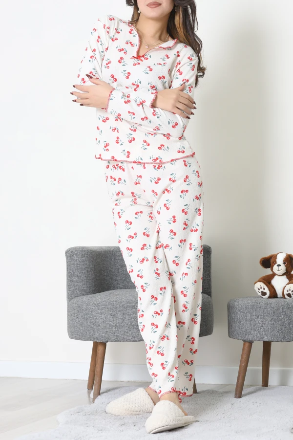 Baskılı Bürümcük Uzun Kol Takım Kiraz - 124.1287.