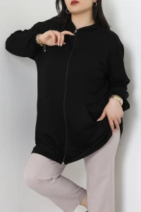 Kristal 2 İplik Kapşonlu Tunik Siyah - 55065.1990.