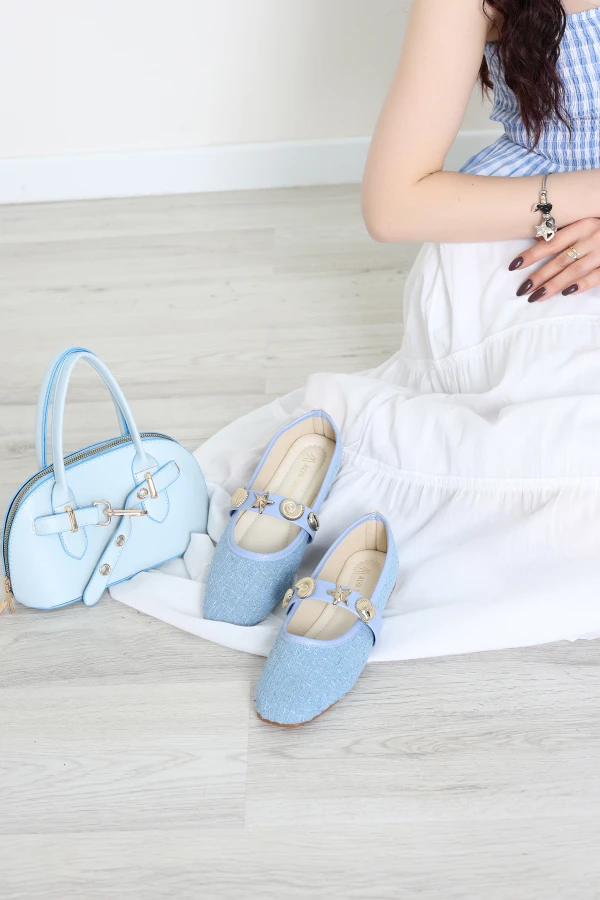 Tüvit Kumaş Aksesuarlı Babet Bebemavi - 1910.1846.