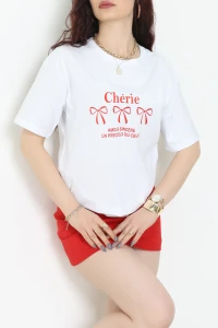 Suprem Baskılı Oversize Tişört Beyaz - 31883.1878.