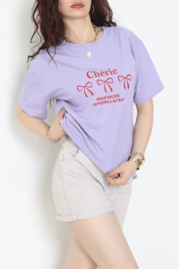 Suprem Baskılı Oversize Tişört Lila - 31883.1878.