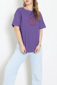 Suprem Baskılı Oversize Tişört Mor - 31883.1878.