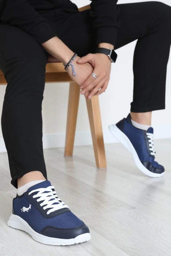 Baskılı Erkek Spor Ayakkabı Lacivert - 31914.264.