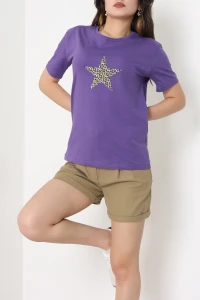 Suprem Baskılı Tişört Mor - 31885.1878.
