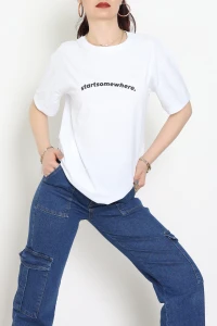 Suprem Baskılı Oversize Tişört Beyaz - 31887.1878.