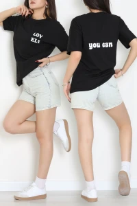 Suprem Baskılı Oversize Tişört Siyah - 31888.1878.