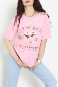 Suprem Baskılı Oversize Tişört Pembe - 31889.1878.