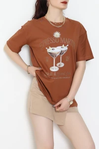 Suprem Baskılı Oversize Tişört Kiremit - 31889.1878.