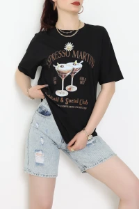 Suprem Baskılı Oversize Tişört Siyah - 31889.1878.