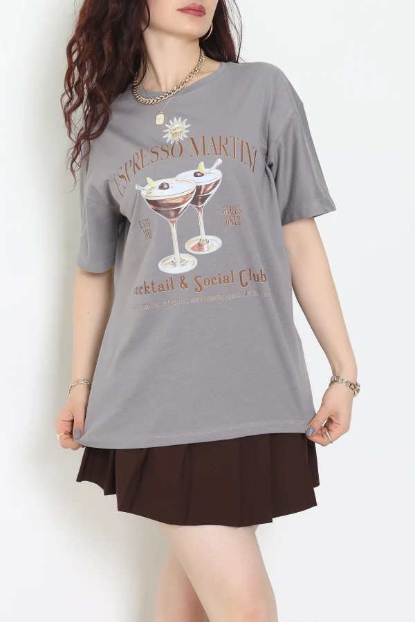 Suprem Baskılı Oversize Tişört Boyalıgri - 31889.1878.