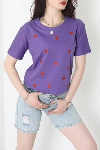 Suprem Baskılı Tişört Mor - 31890.1878.