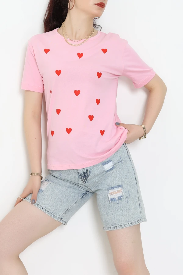 Suprem Baskılı Tişört Pembe - 31890.1878.