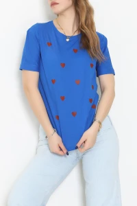 Suprem Baskılı Tişört Saks - 31890.1878.