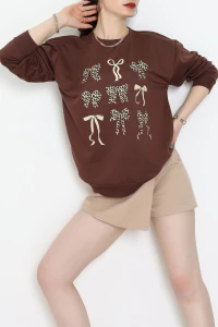 2 İplik Baskılı Sweat Kahve - 42719.1878.