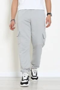 3 İplik Şardonsuz Kargo Cepli Erkek Eşofman Altı Koyugri - 42811.1878.