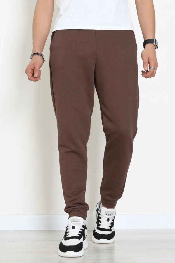 3 İplik Şardonsuz Paçası Ribanalı Erkek Eşofman Altı Kahve - 42812.1878.