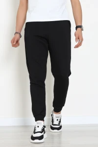 3 İplik Şardonsuz Paçası Ribanalı Erkek Eşofman Altı Siyah - 42812.1878.