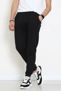 3 İplik Şardonsuz Paçası Ribanalı Erkek Eşofman Altı Siyah - 42812.1878.