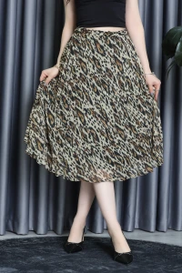 Pileli Midi Boy Etek Leopar - 70987.1347.