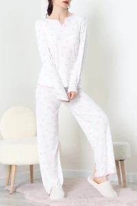 Viskon Ribana Baharlık Fiyonklu Pijama Takımı Pembefiyonk - 785.1287.