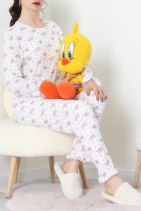 Viskon Ribana Baharlık Fırfırlı Pijama Takımı Çiçek - 787.1287.
