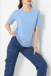 Baskılı Bisiklet Yaka Penye Tişört Bebemavi - 90910.1878.