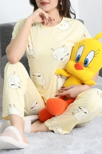 Modal Alt Üst Aynı Pijama Takımı Sarıcivciv - 782.1287.