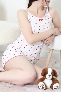 Bürümcük Şortlu Pijama Takımı Beyazkırmızı - 128.1287.