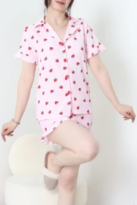 Bürümcük Fırfırlı Şortlu Pijama Takımı Pembeçilek - 149.1287.