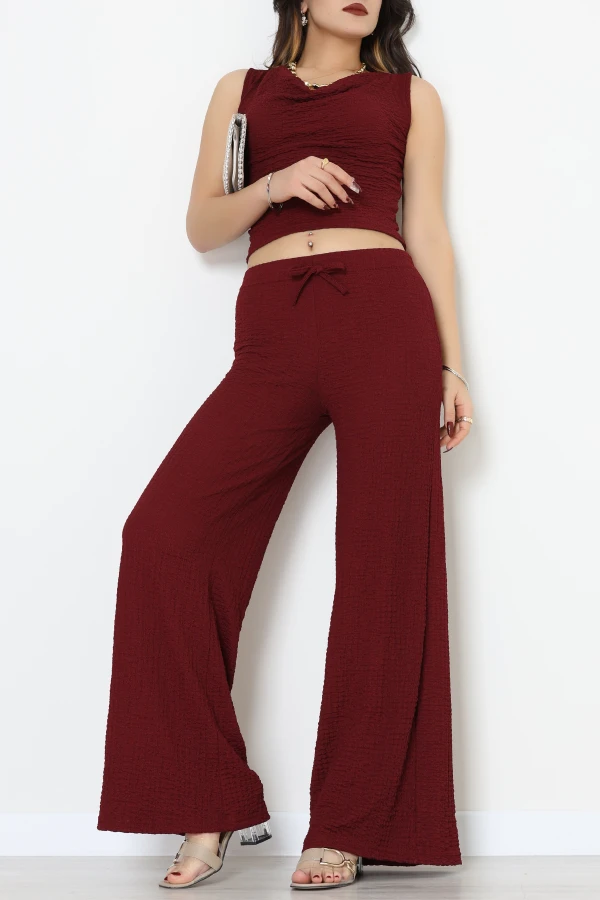 Bubble Kumaş İkili Takım Bordo - 55068.1567.