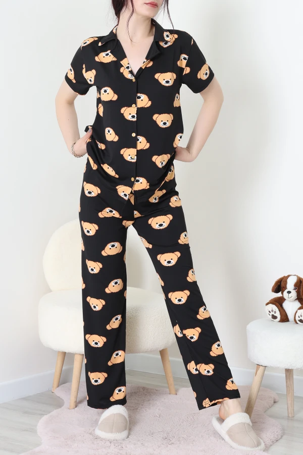 Milan Kumaş Düğmeli Pijama Takımı Kiremitayı - 750.1287.