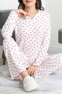 Viskon Ribana Baharlık Pijama Takımı Kırmızıkalp - 791.1287.