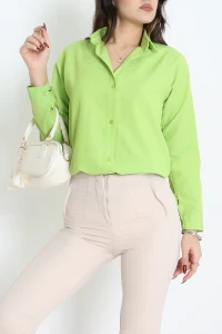 Terikoton Oversize Gömlek Fıstık - 3080.2131.