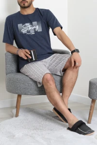 Kısa Kollu Süprem Erkek Şortlu Pijama Takımı Lacivert - 70945.1961.