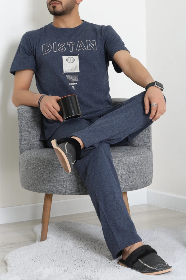 Kısa Kollu Süprem Erkek Pijama Takımı İndigo - 70946.1961.